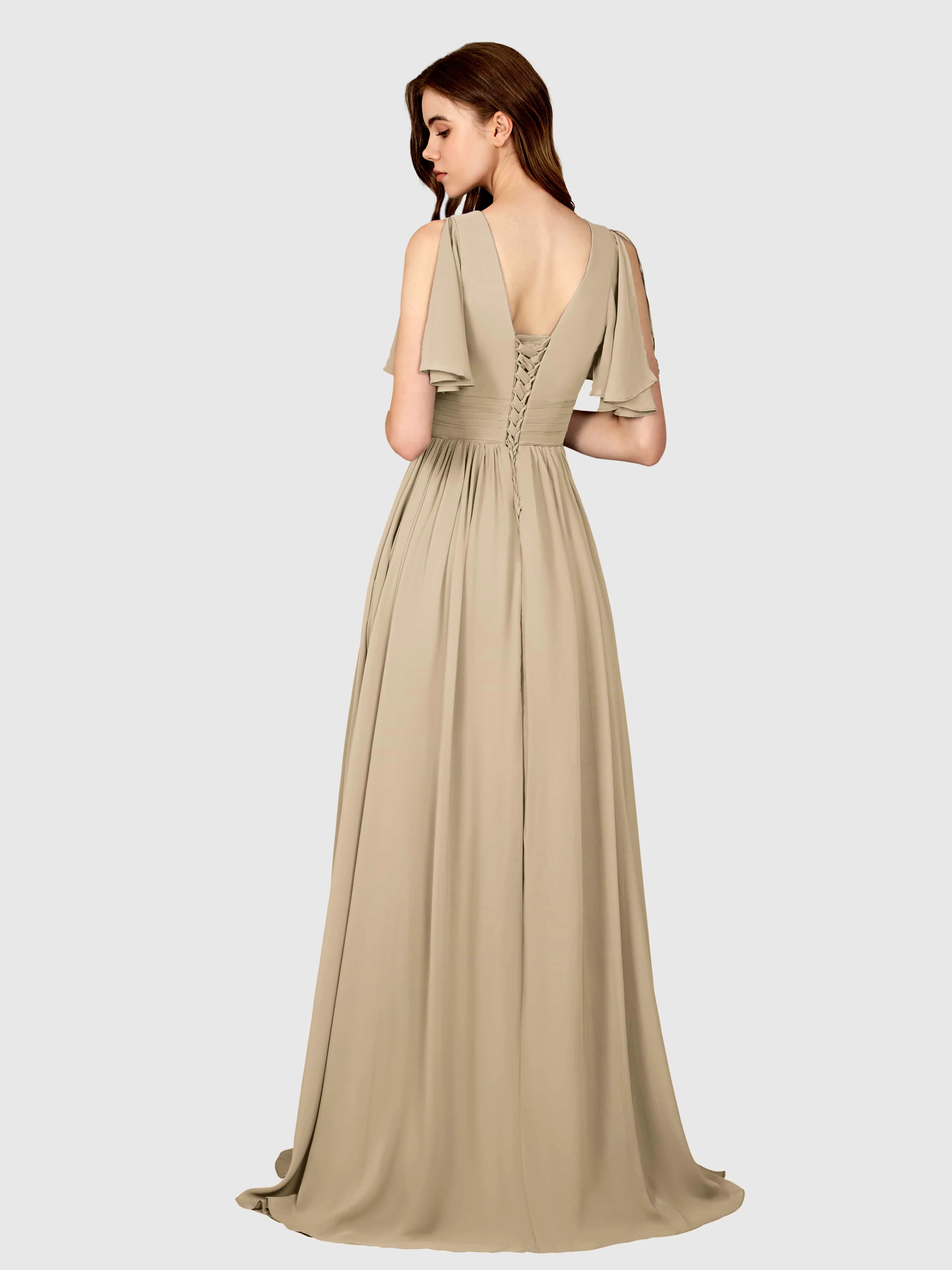 Eleanor Flowing A-Line Ruched Floor Length Bridesmaid Dresses