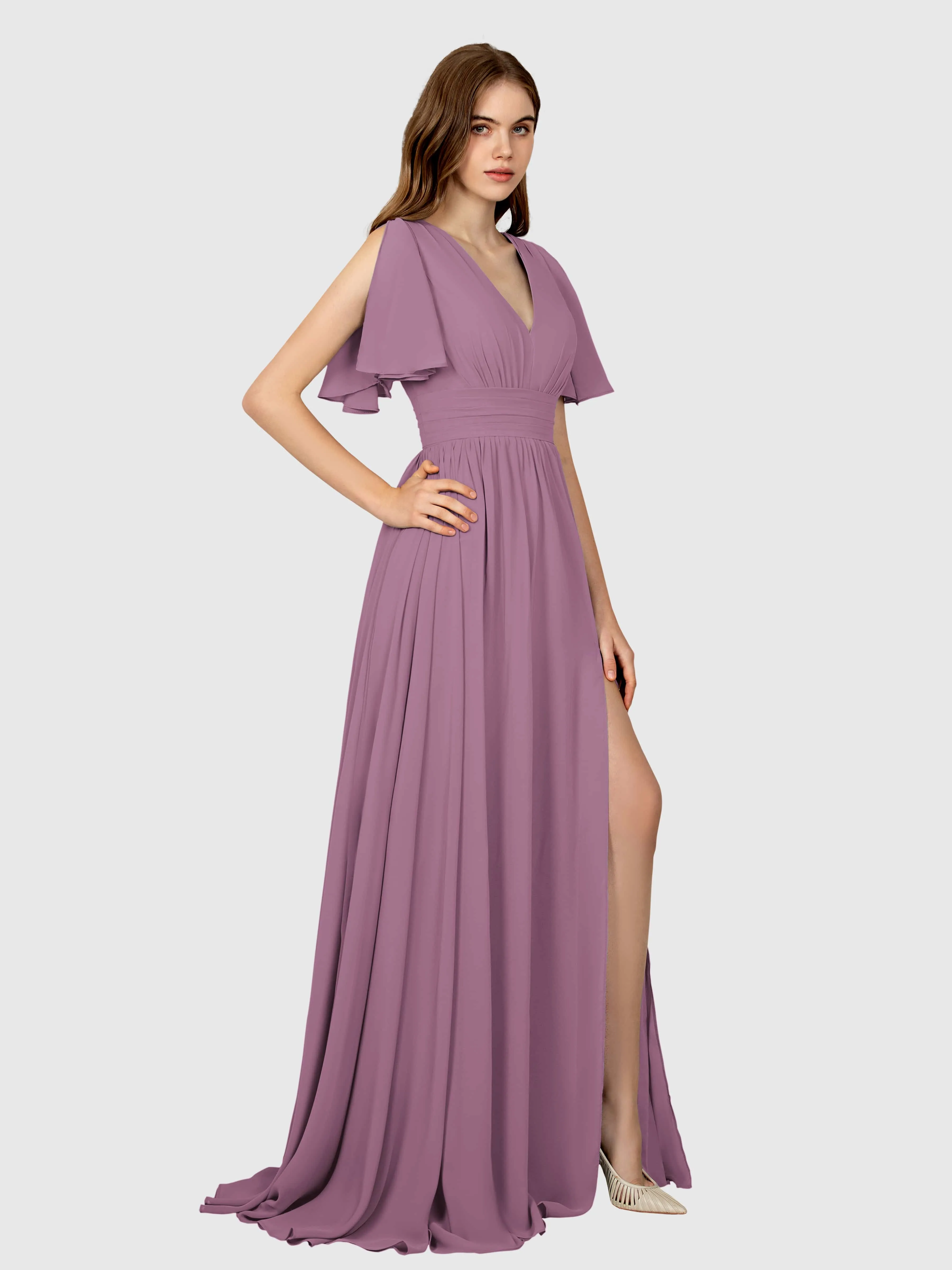 Eleanor Flowing A-Line Ruched Floor Length Bridesmaid Dresses