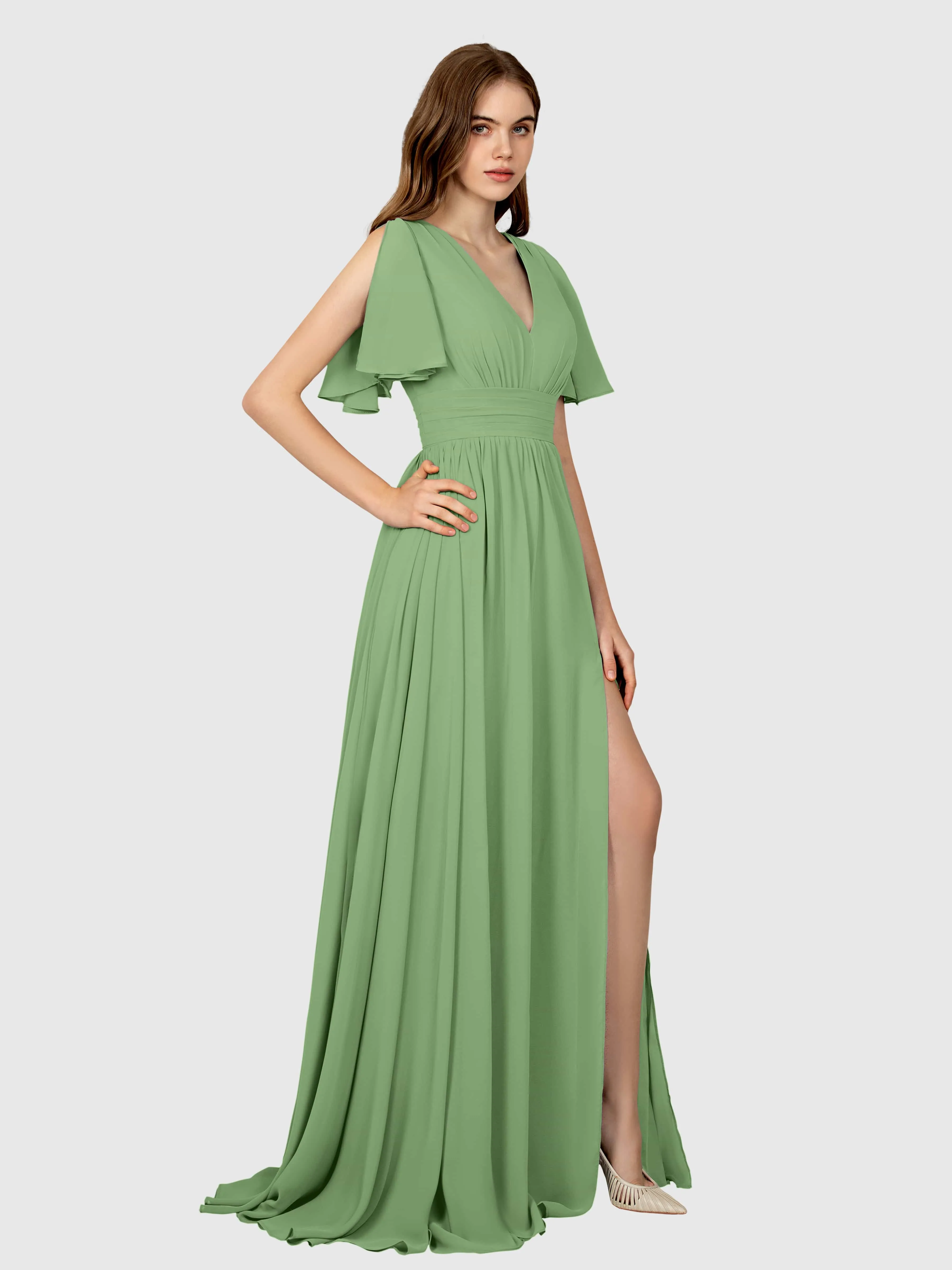 Eleanor Flowing A-Line Ruched Floor Length Bridesmaid Dresses
