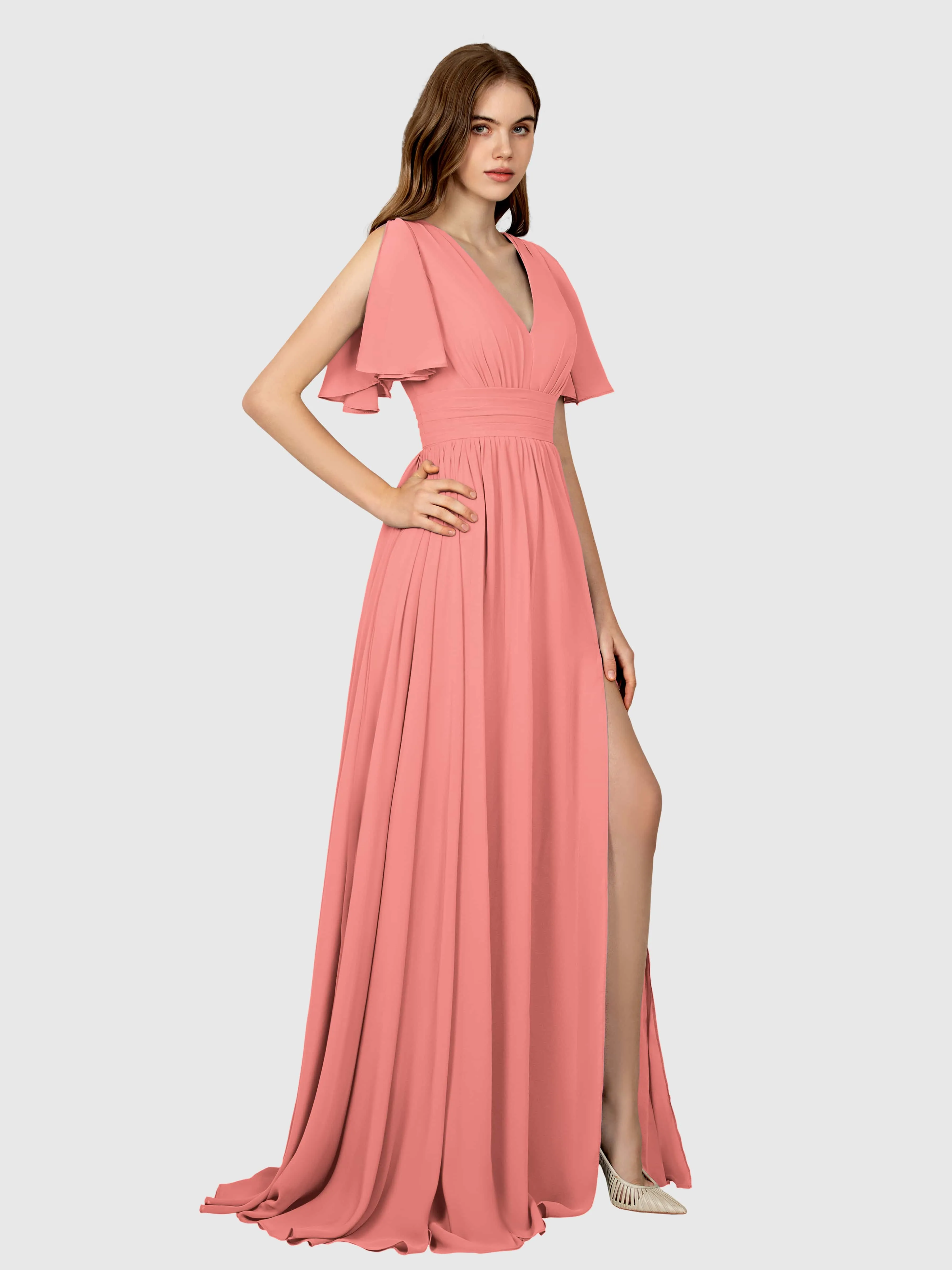 Eleanor Flowing A-Line Ruched Floor Length Bridesmaid Dresses