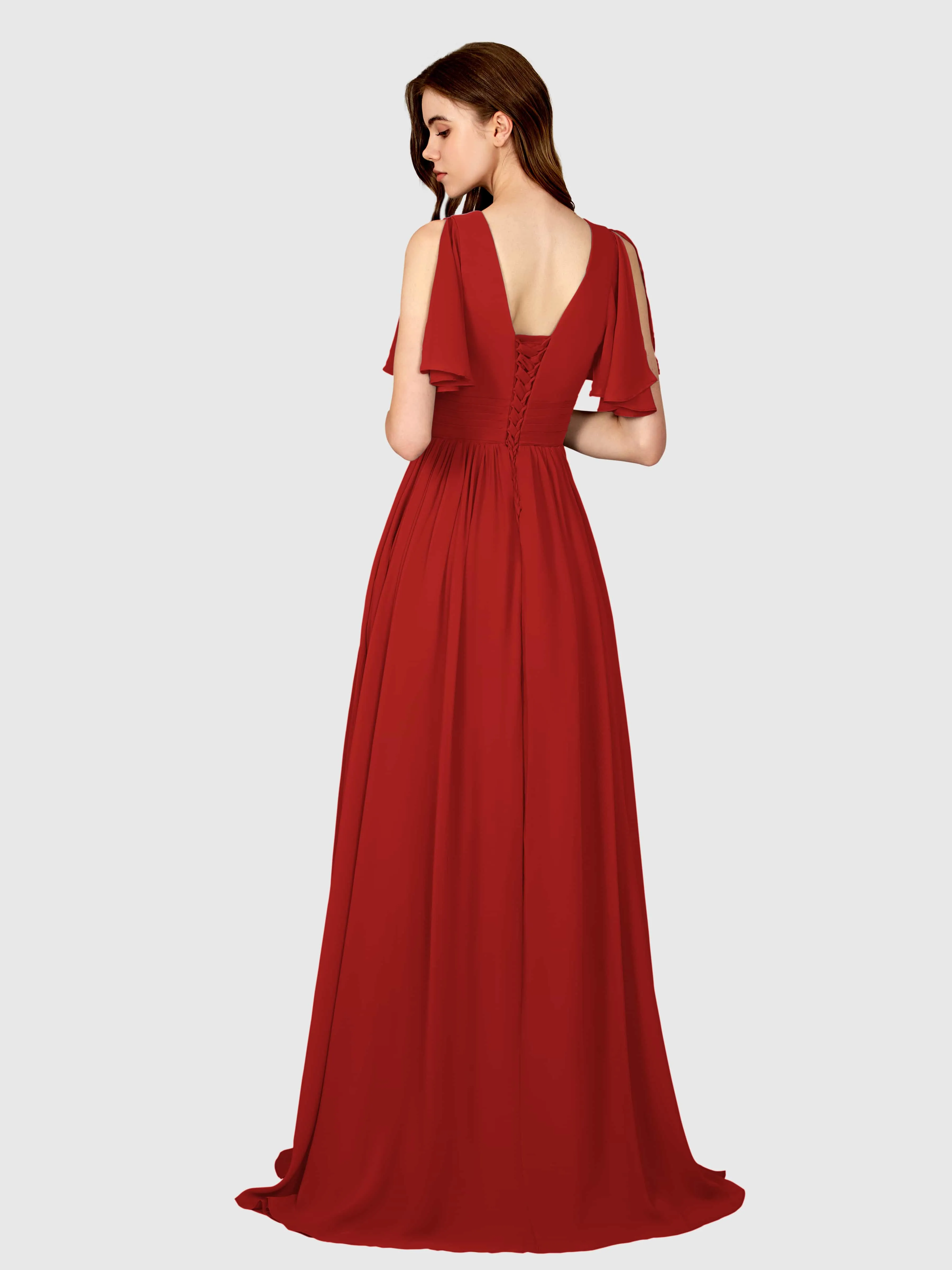 Eleanor Flowing A-Line Ruched Floor Length Bridesmaid Dresses