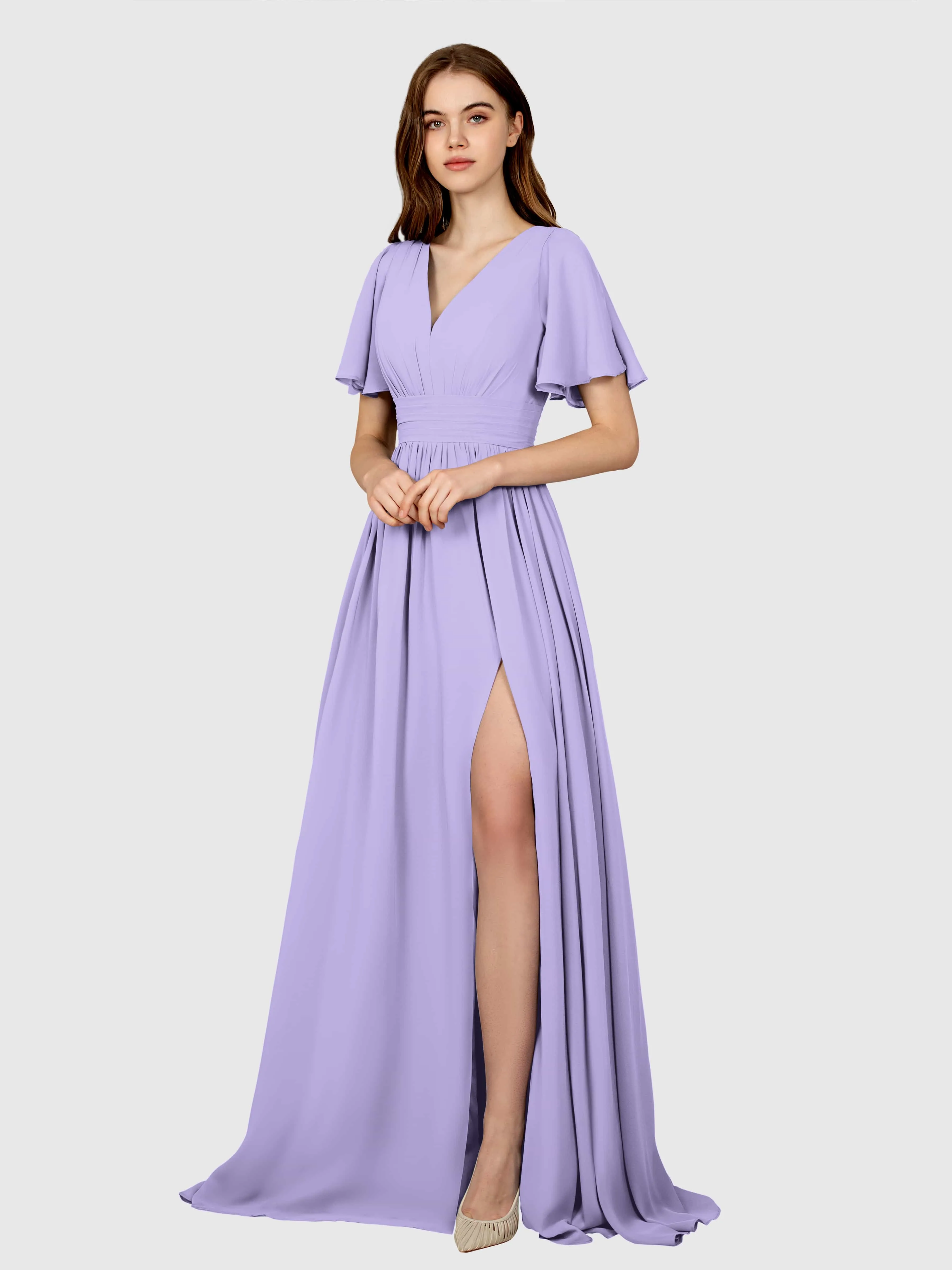 Eleanor Flowing A-Line Ruched Floor Length Bridesmaid Dresses
