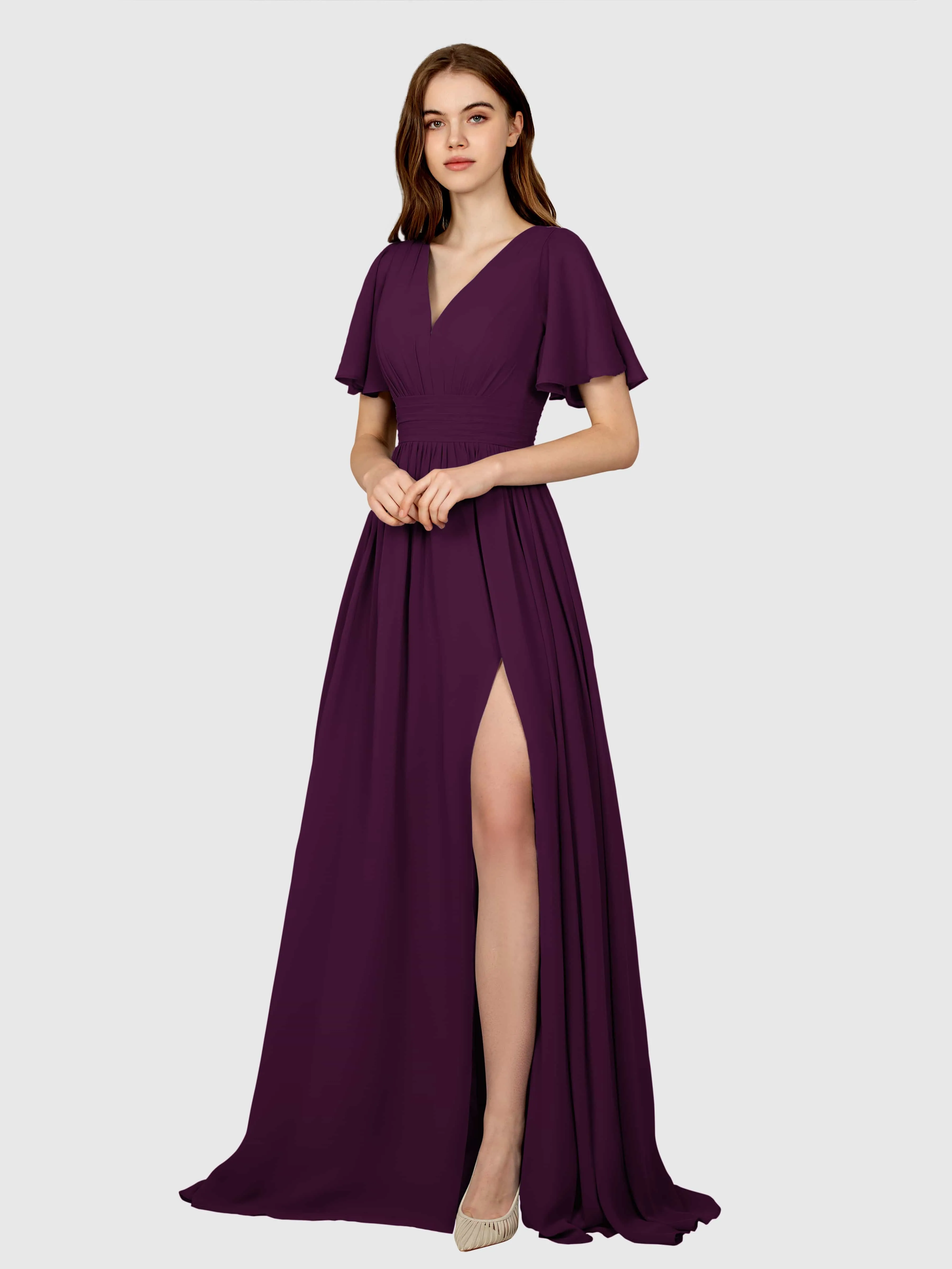 Eleanor Flowing A-Line Ruched Floor Length Bridesmaid Dresses
