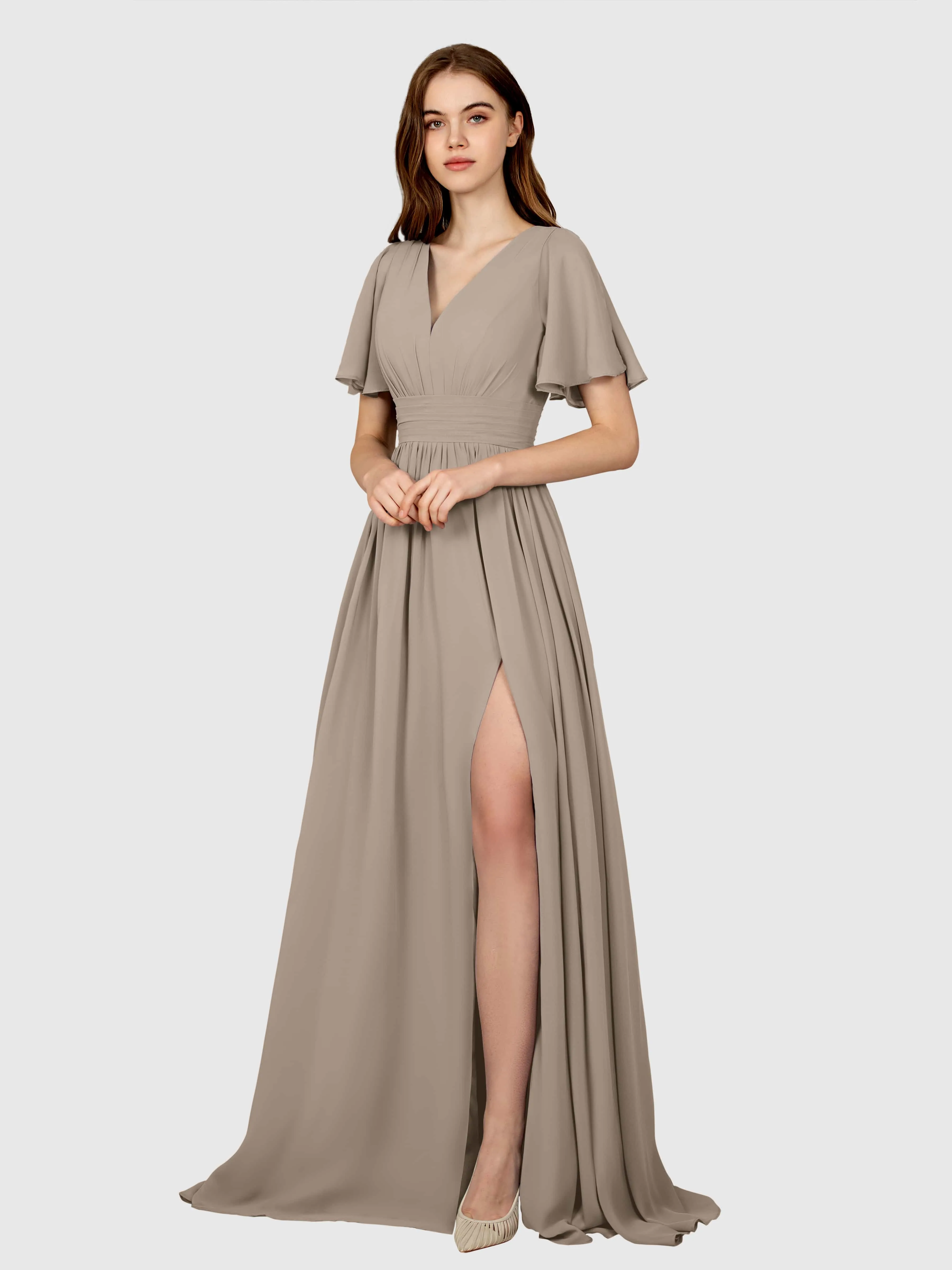 Eleanor Flowing A-Line Ruched Floor Length Bridesmaid Dresses