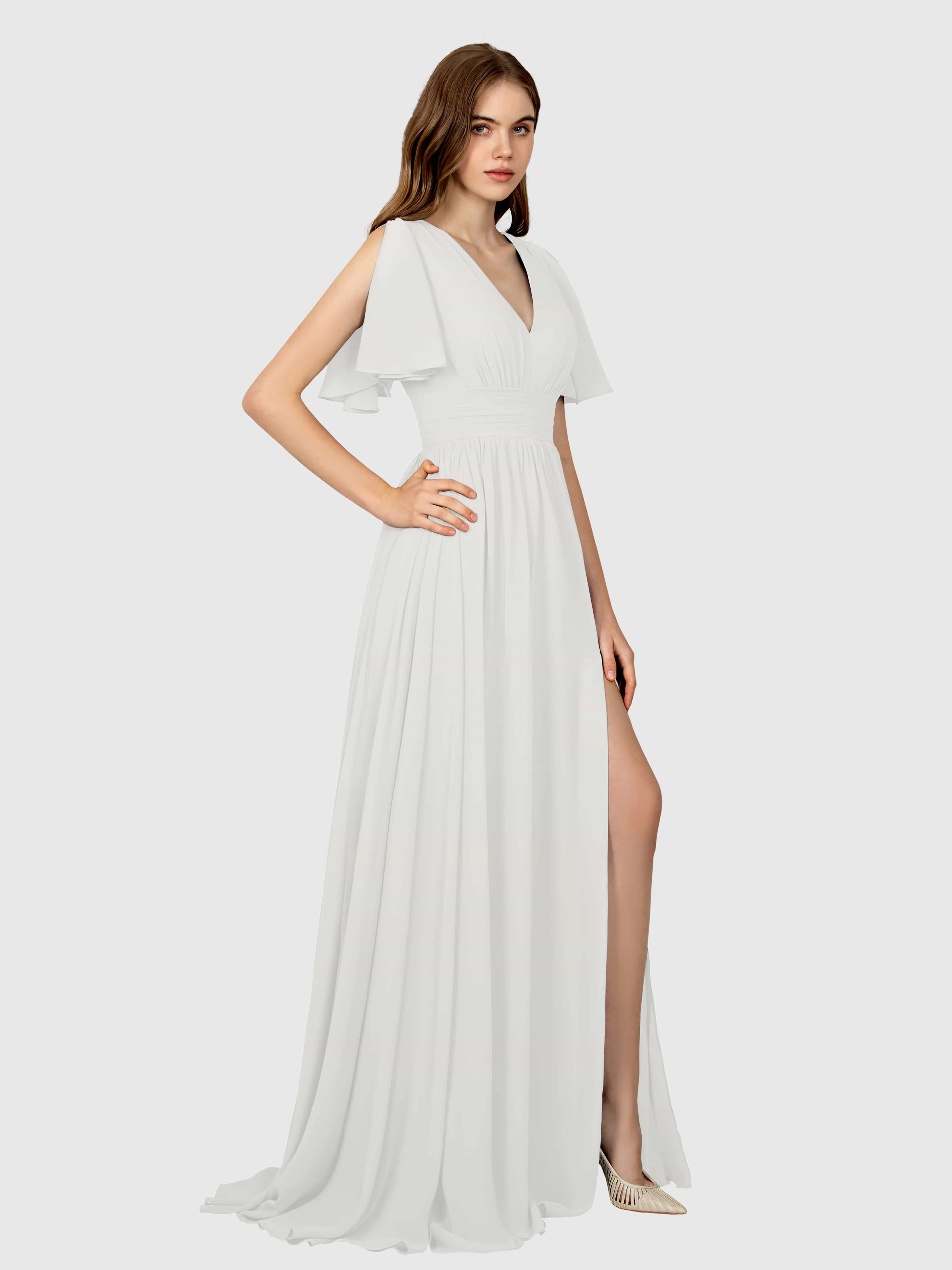 Eleanor Flowing A-Line Ruched Floor Length Bridesmaid Dresses
