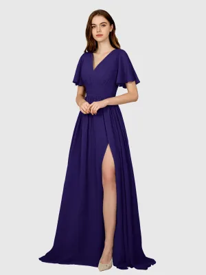 Eleanor Flowing A-Line Ruched Floor Length Bridesmaid Dresses
