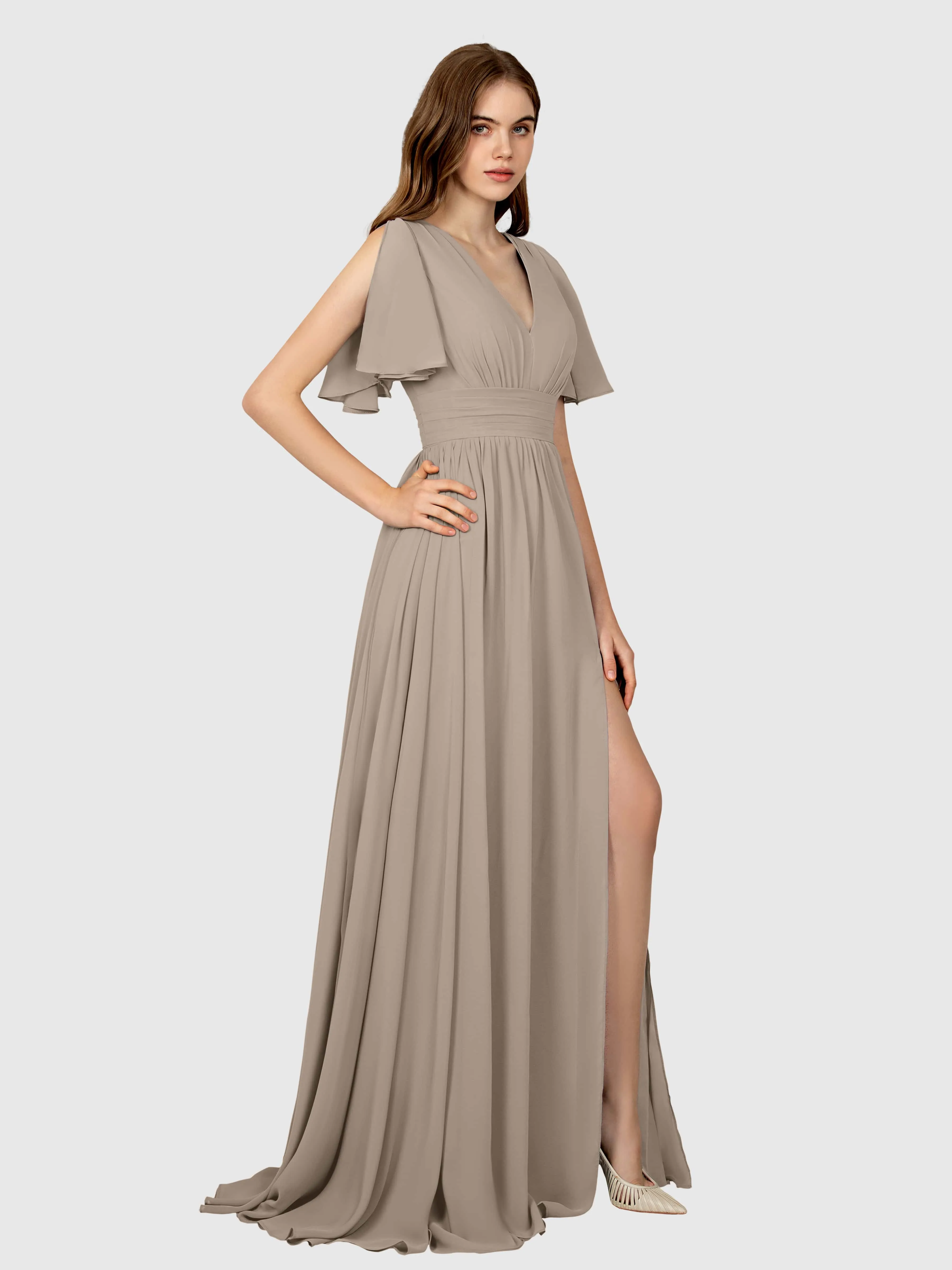 Eleanor Flowing A-Line Ruched Floor Length Bridesmaid Dresses