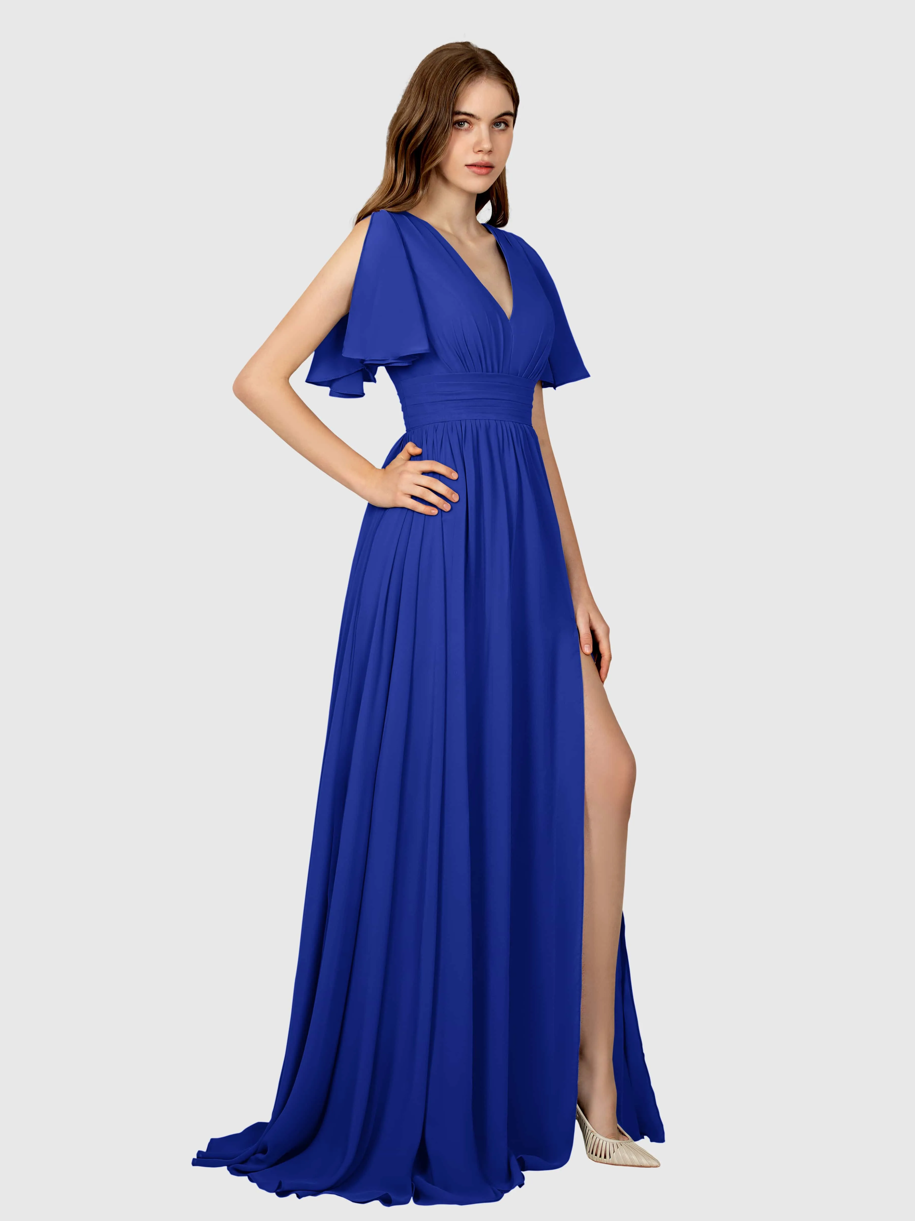 Eleanor Flowing A-Line Ruched Floor Length Bridesmaid Dresses