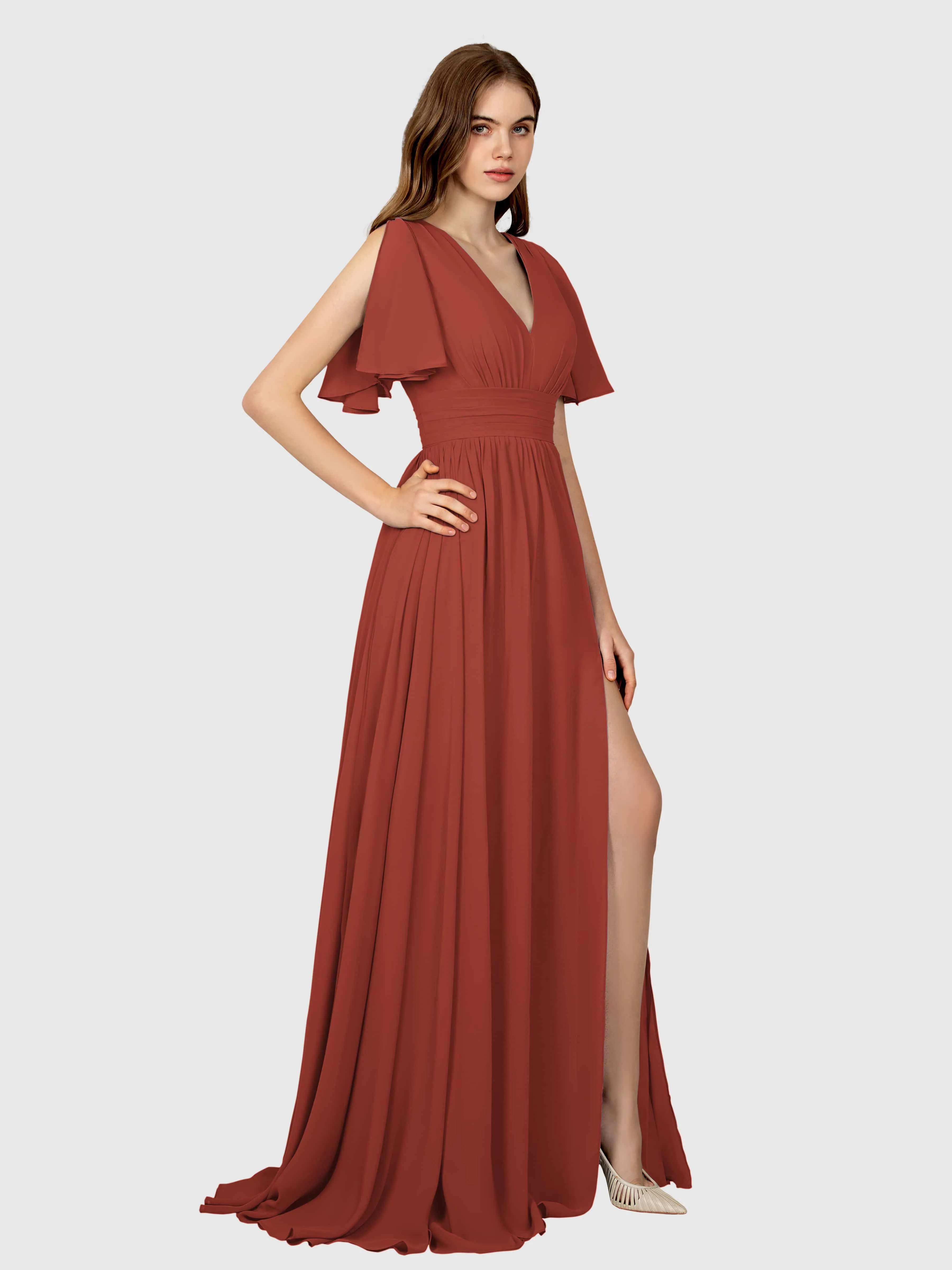 Eleanor Flowing A-Line Ruched Floor Length Bridesmaid Dresses