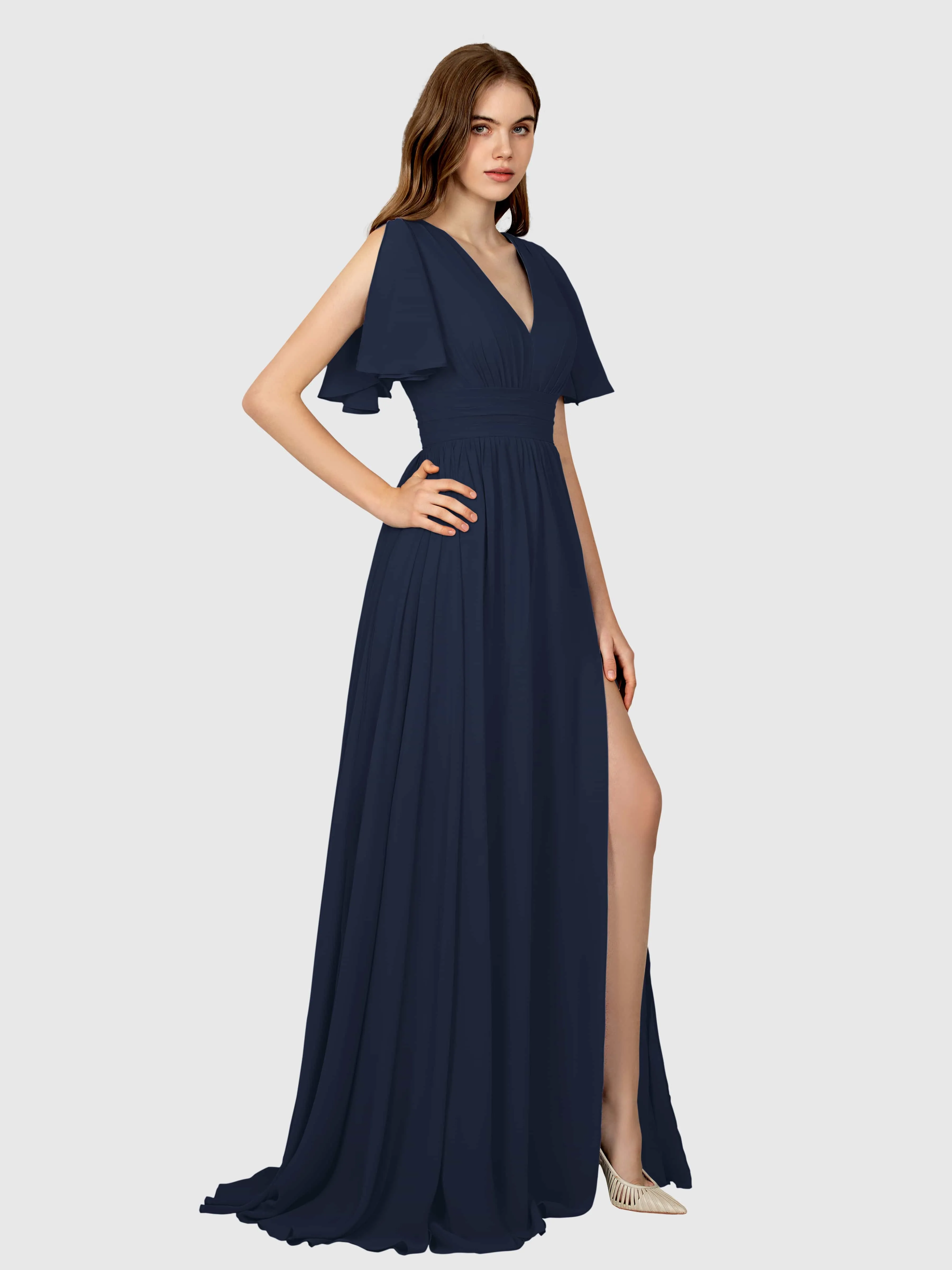 Eleanor Flowing A-Line Ruched Floor Length Bridesmaid Dresses