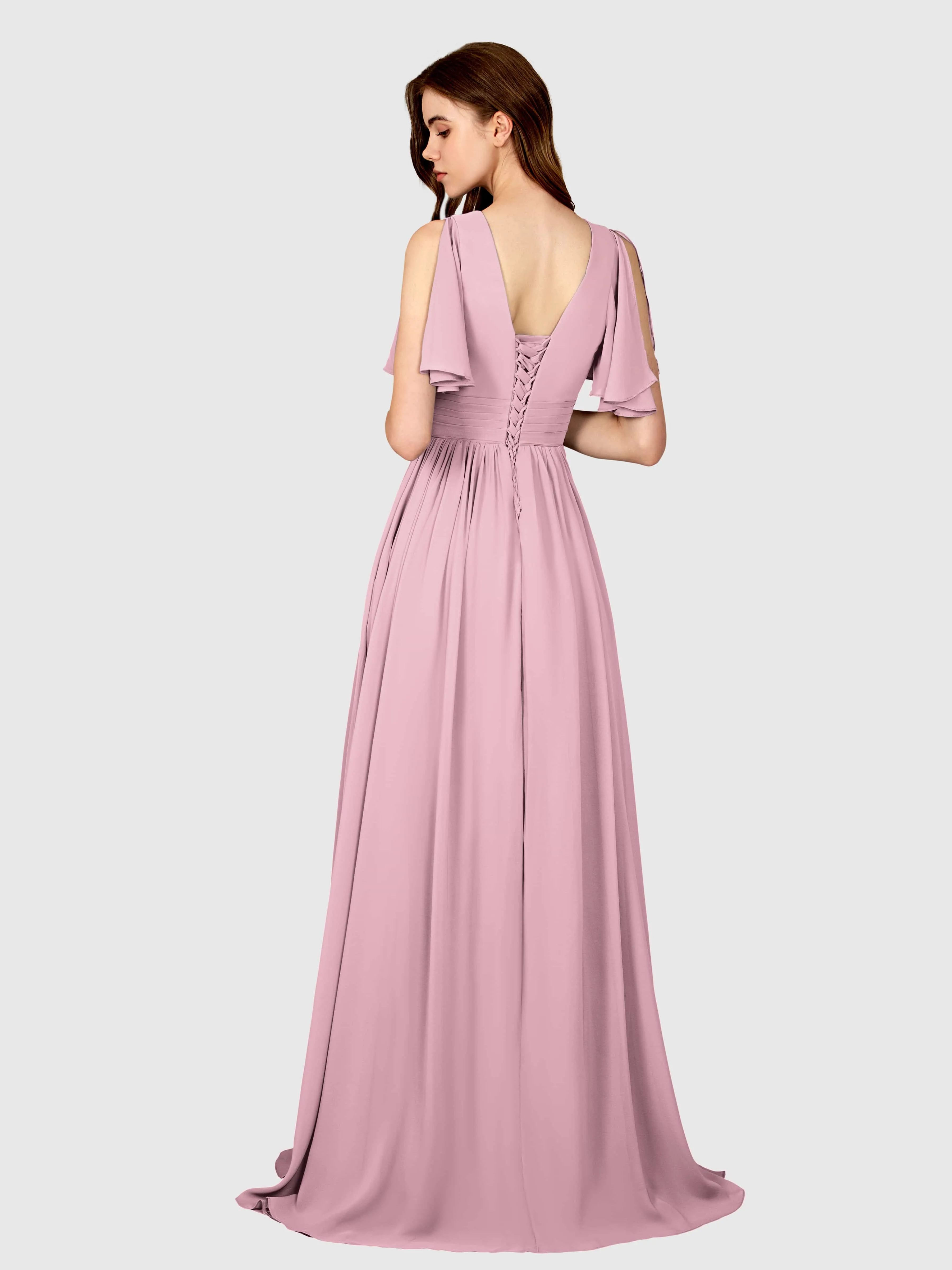 Eleanor Flowing A-Line Ruched Floor Length Bridesmaid Dresses