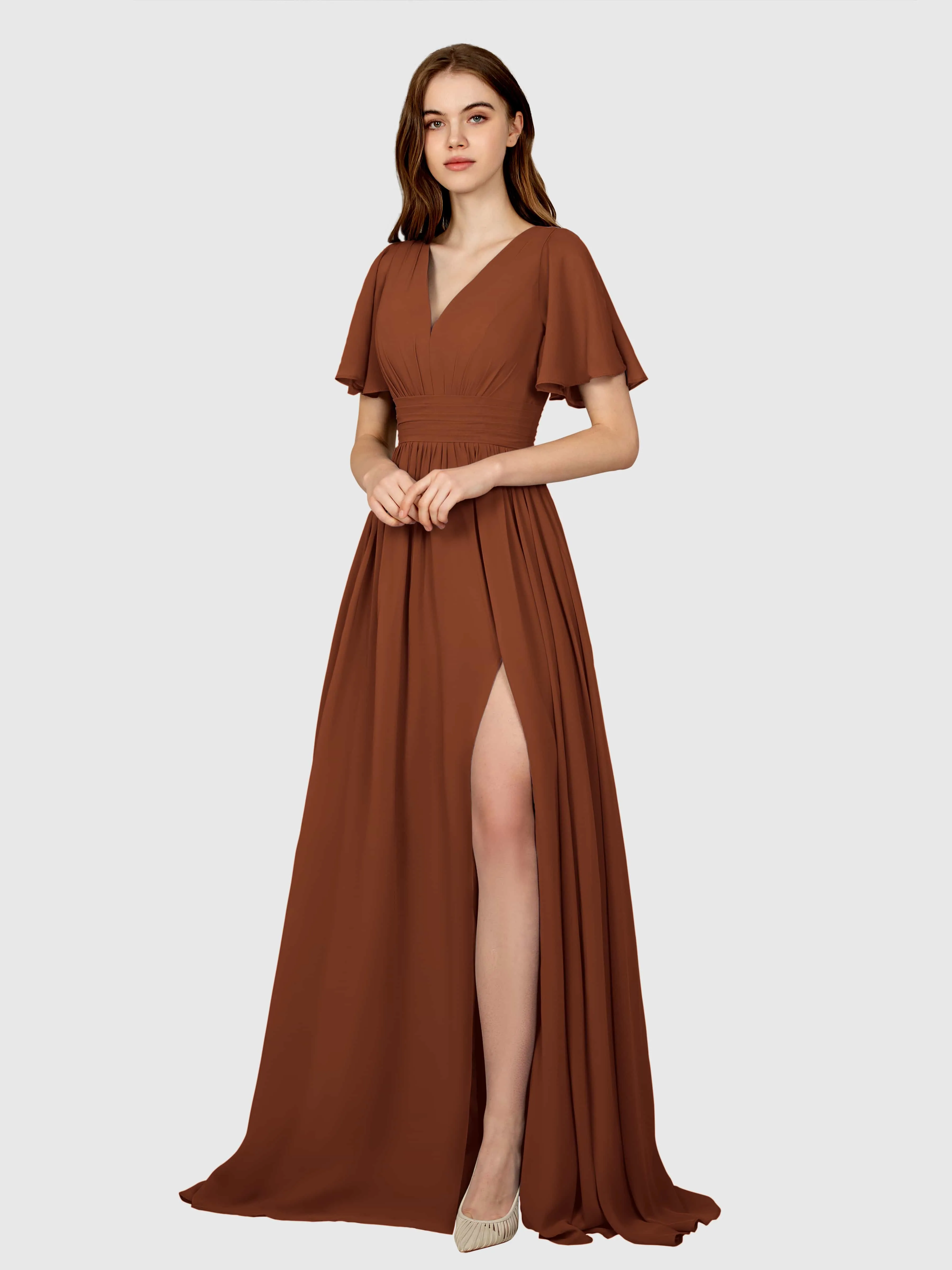 Eleanor Flowing A-Line Ruched Floor Length Bridesmaid Dresses