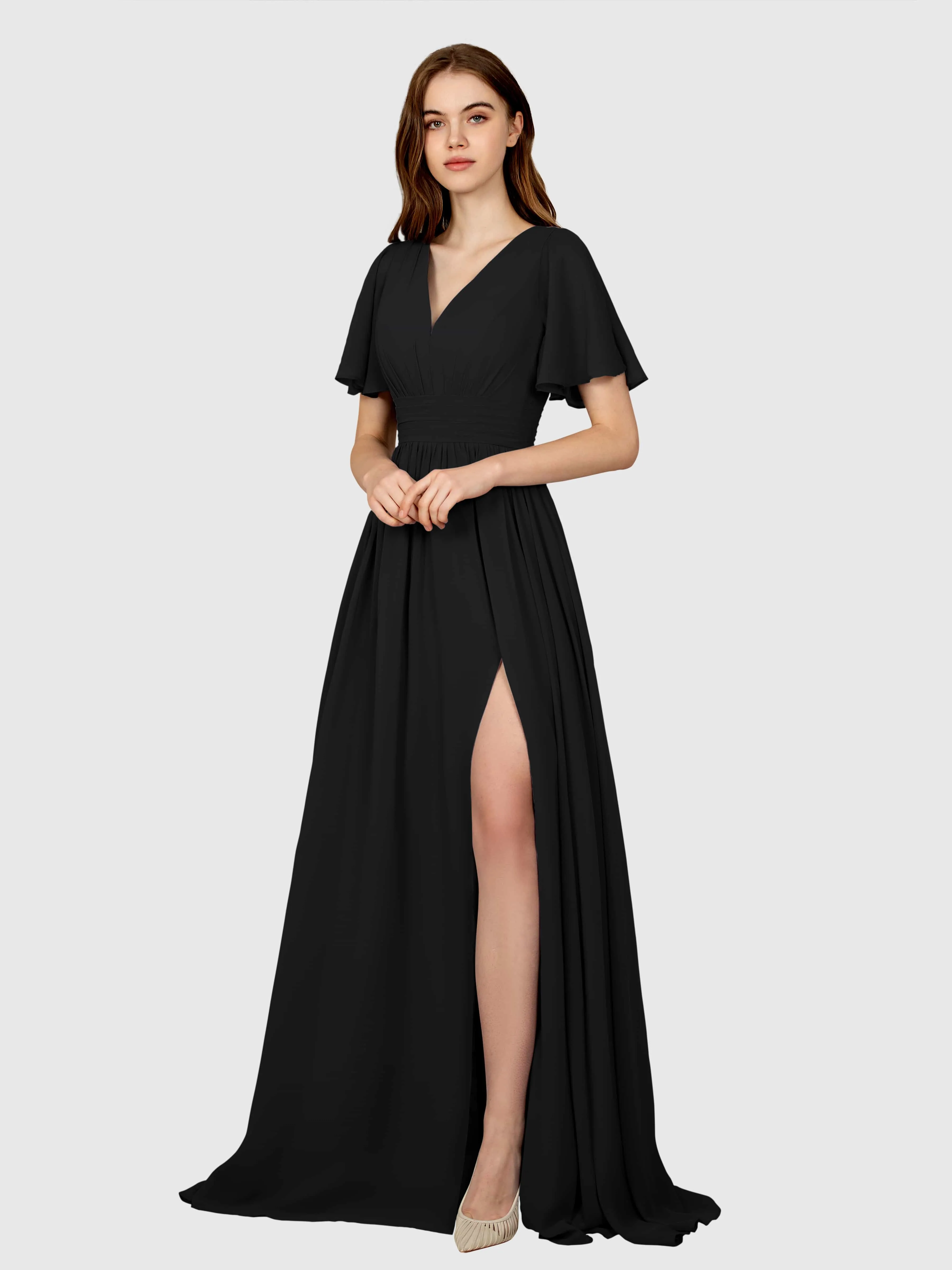 Eleanor Flowing A-Line Ruched Floor Length Bridesmaid Dresses