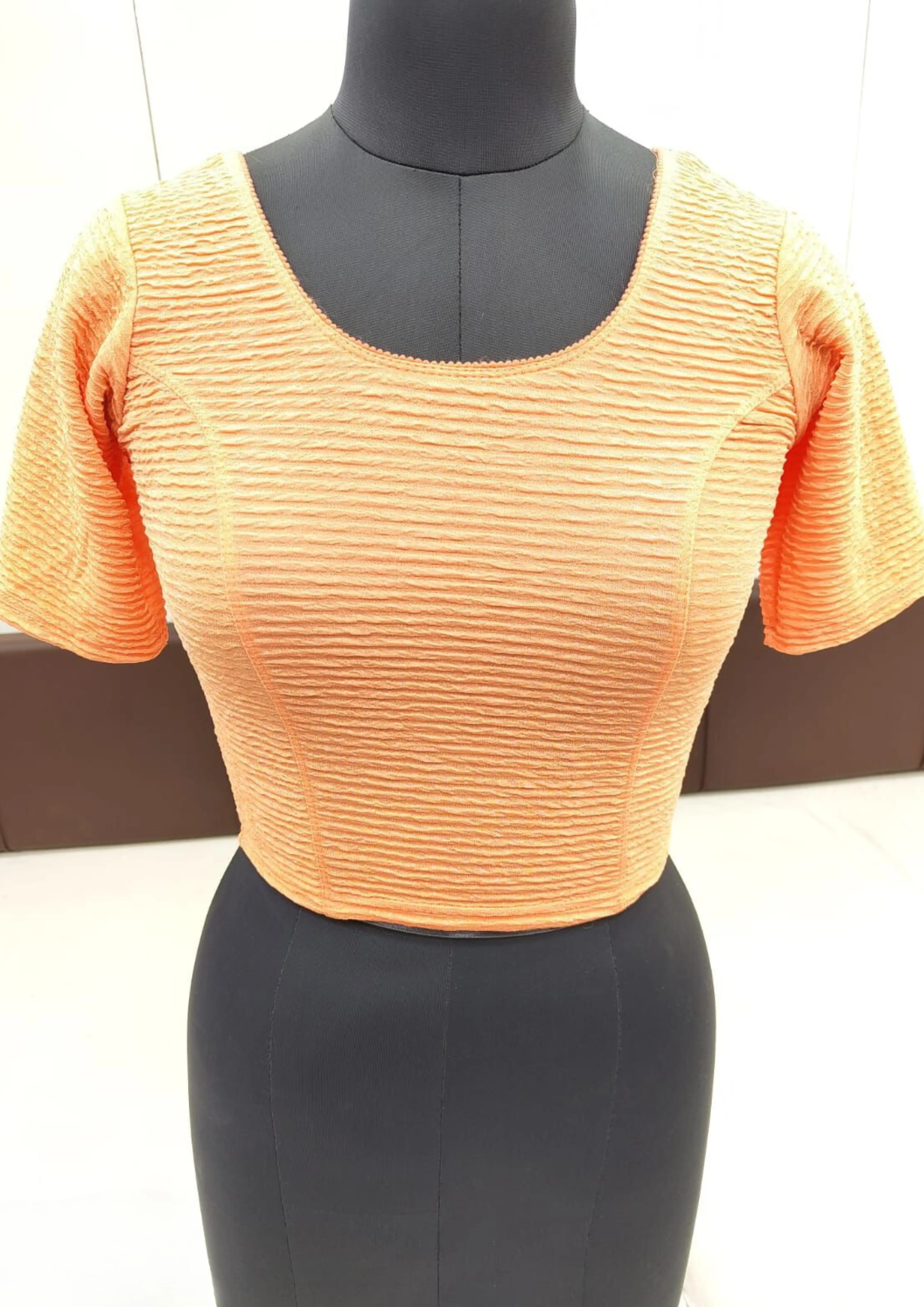 Elegant Peach Color Ready To Wear Stretchable Blouse For Women