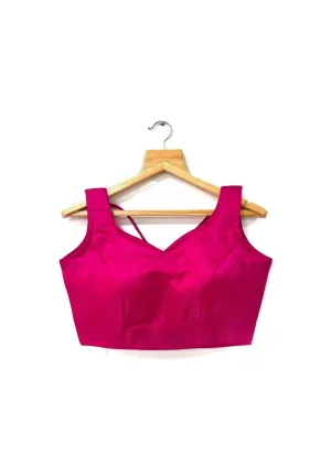 Elegant Pink Color Fancy Milan Silk Readymade Blouse For Women