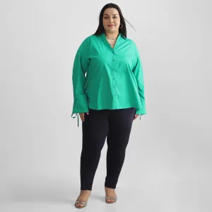 Emerald Green Plus Size Cotton Poplin Shirt