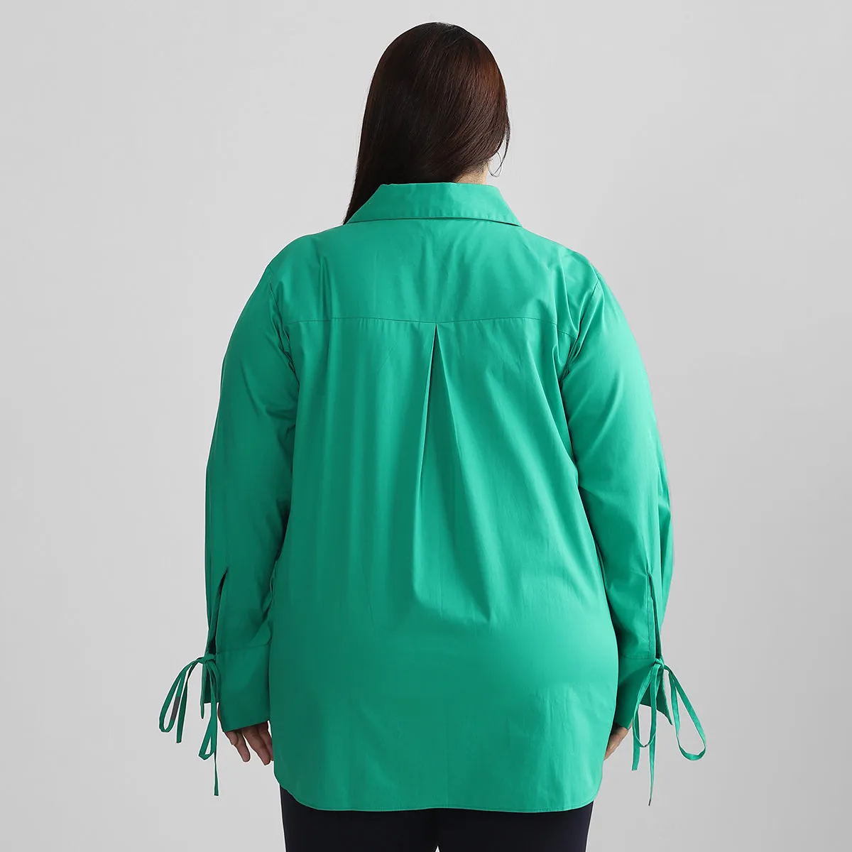Emerald Green Plus Size Cotton Poplin Shirt