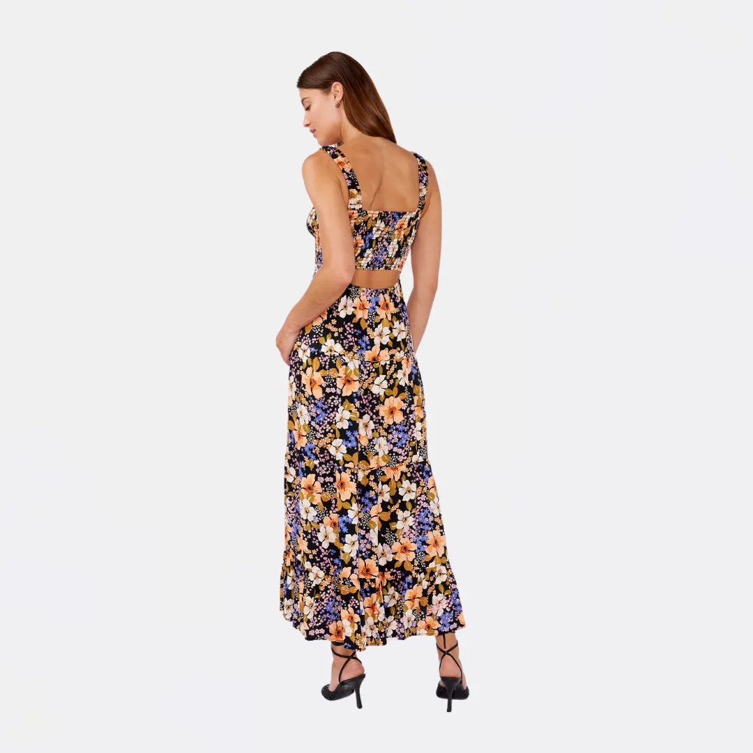 Ethereal Escape Maxi Dress (Black   Dusty Coral)