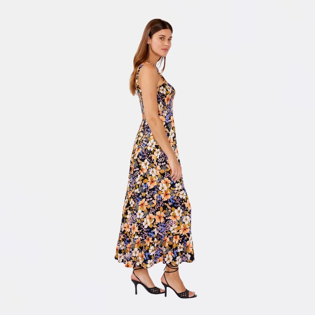 Ethereal Escape Maxi Dress (Black   Dusty Coral)