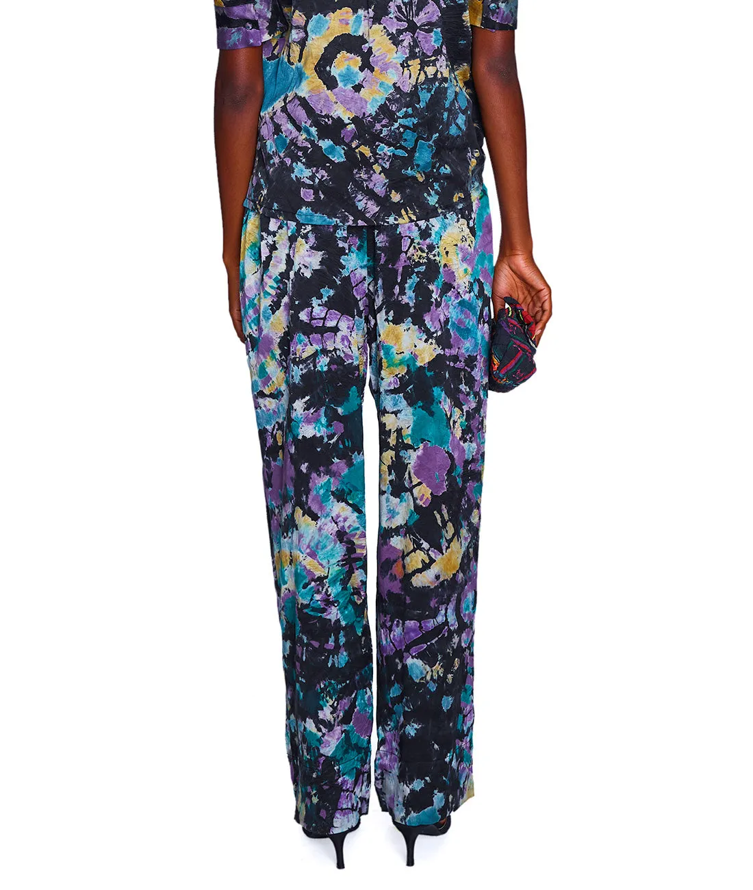 Eula Silk Satin Tie-Dye Pants