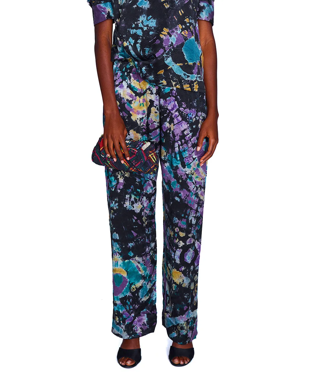 Eula Silk Satin Tie-Dye Pants