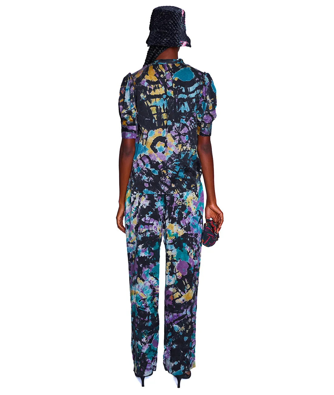 Eula Silk Satin Tie-Dye Pants