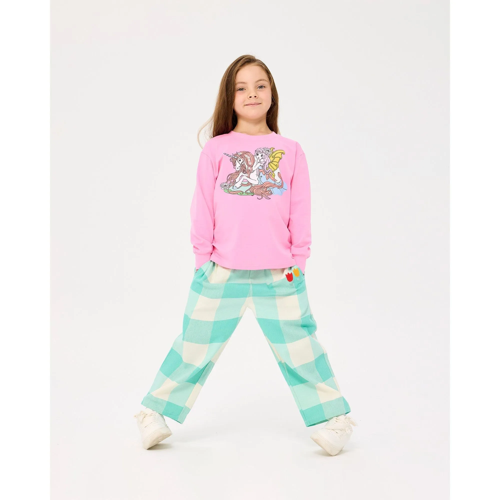 Green Gingham Barrel Pants