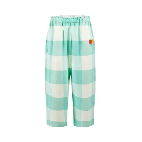 Green Gingham Barrel Pants