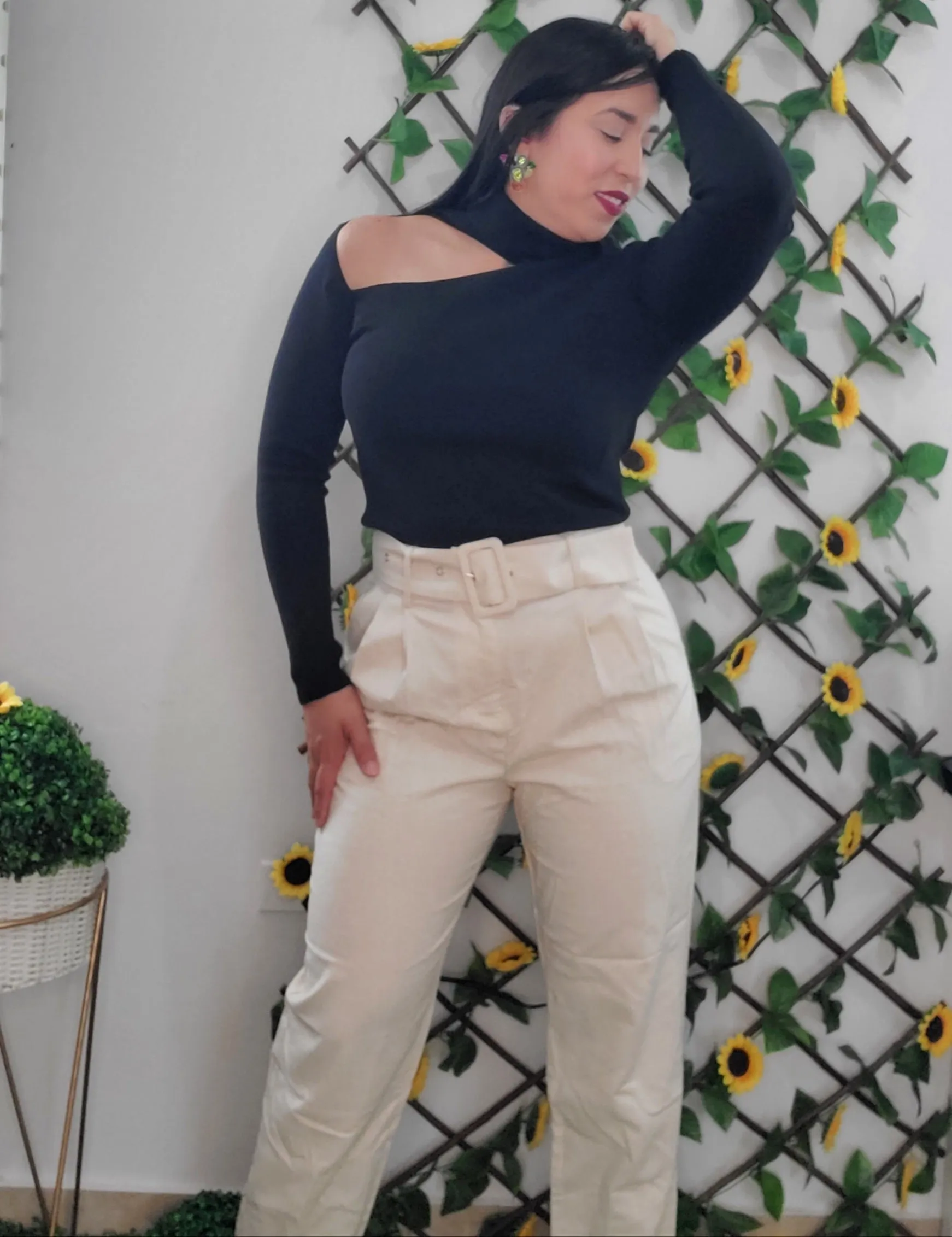 High Waist White Bone Pant