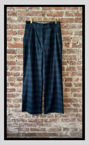 High-Waisted Woven Plaid Pants