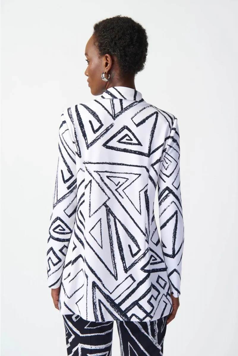 Joseph Ribkoff Vanilla/Midnight Blue Geometric Print Blazer Jacket 241034