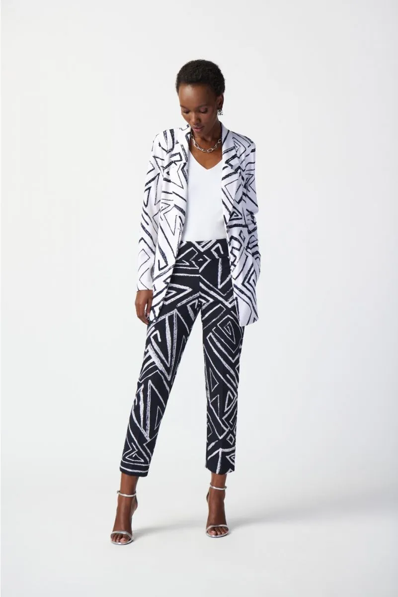 Joseph Ribkoff Vanilla/Midnight Blue Geometric Print Blazer Jacket 241034