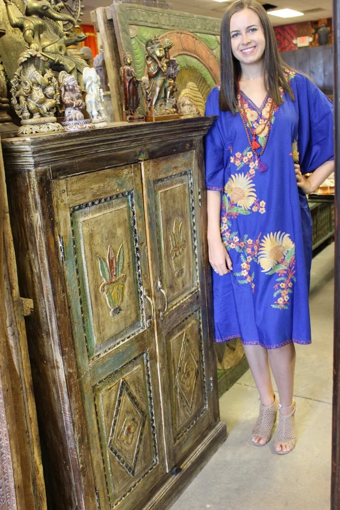 Kaftan for Women Buttermilk Embroidered Resort Wear L-3XL