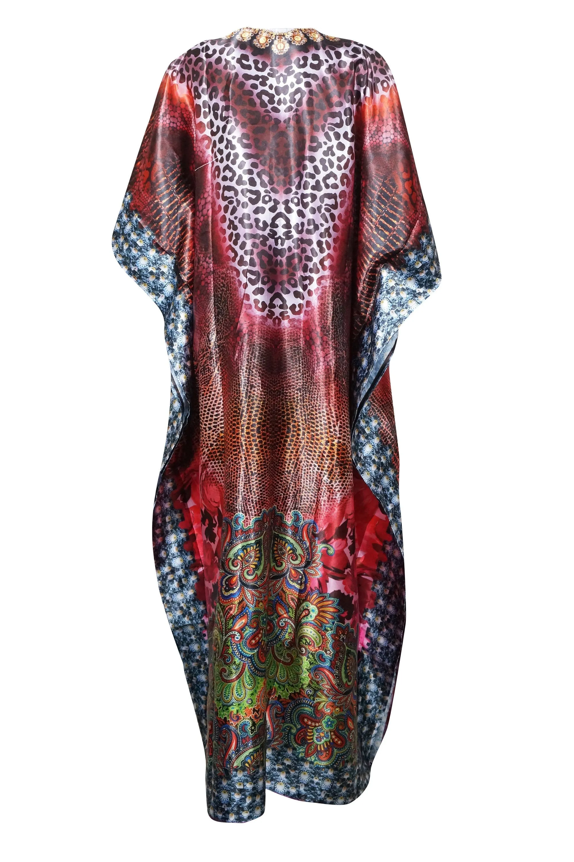 Kaftan Maxi Dress Red Pink Bohemian Kaftan, Printed 5X