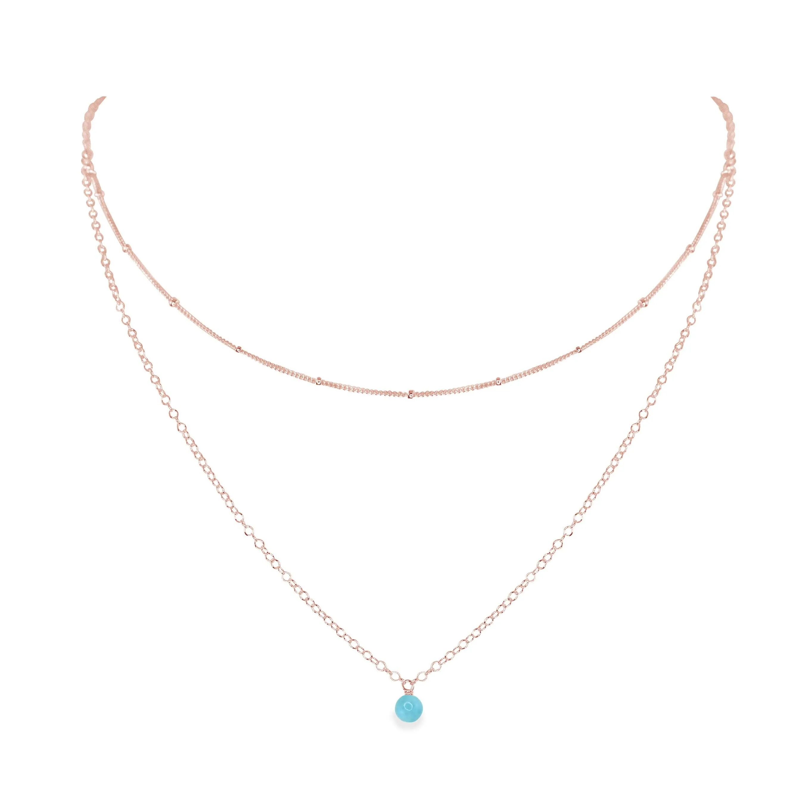 Larimar Gemstone Chain Layered Choker Necklace