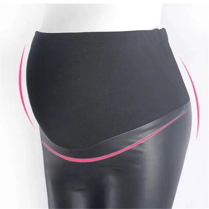 Leather Pregnant Women's Leggings Autumn Winter Warm Pants For Femme