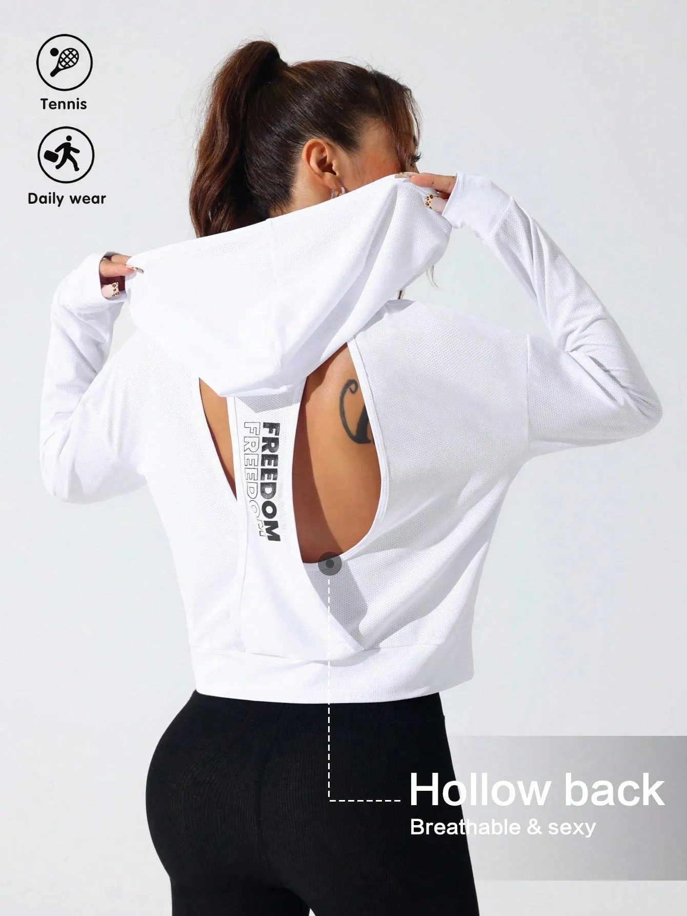 Letter Print Active Hoodie FW24