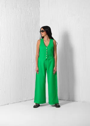 LINEN PANTS & WAISTCOAT CO-ORD - EMERALD GREEN