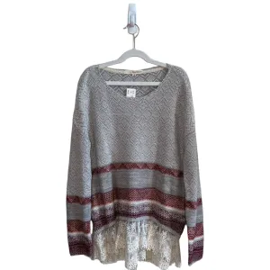 LS Sweater Shirt, Lace Floral Bottom
