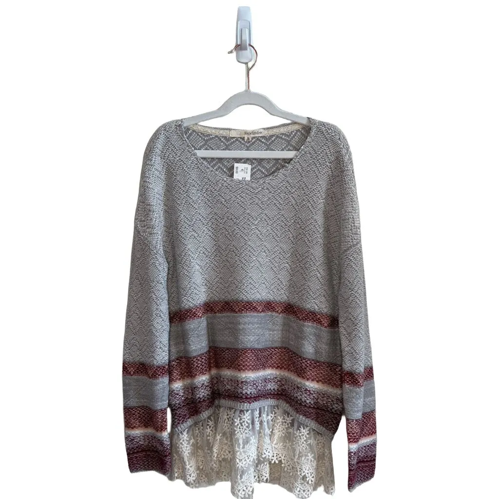 LS Sweater Shirt, Lace Floral Bottom