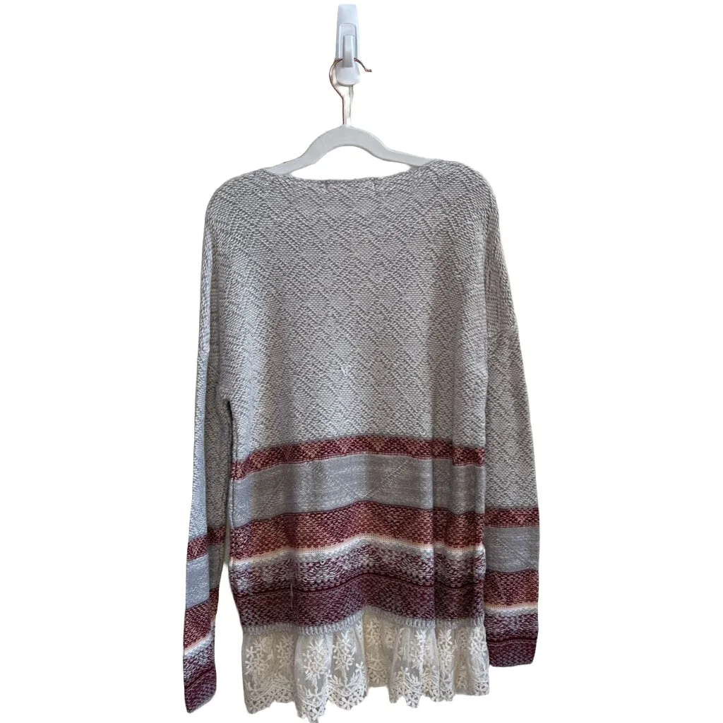 LS Sweater Shirt, Lace Floral Bottom