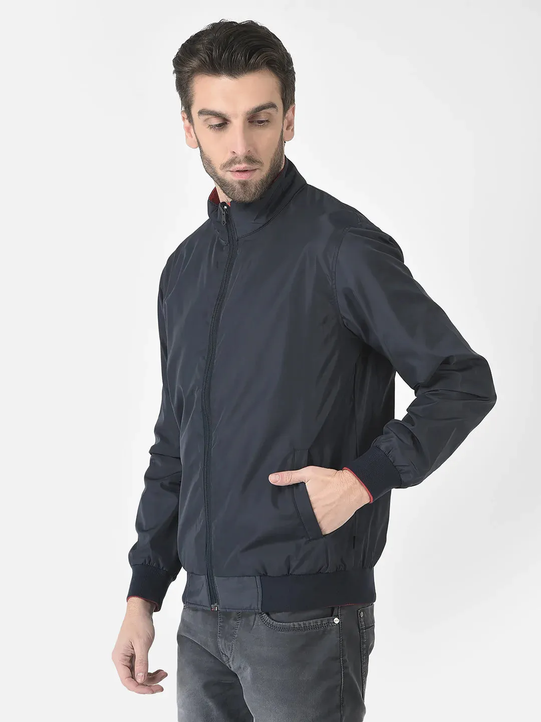 Maroon Printed Reversible Jacket