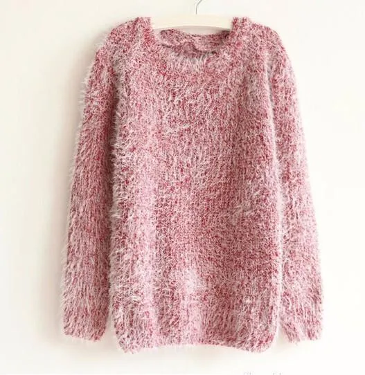 Mohair Pullove Autumn Winter O Neck Sweater