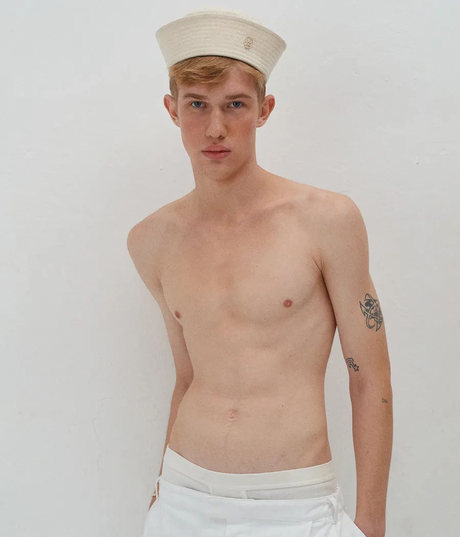 Monogram-embellished Bucket Hat/Sailor Hat
