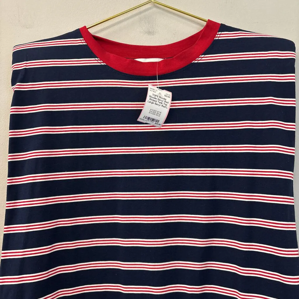 Moodie Navy/ Red Striped Tank Top Large