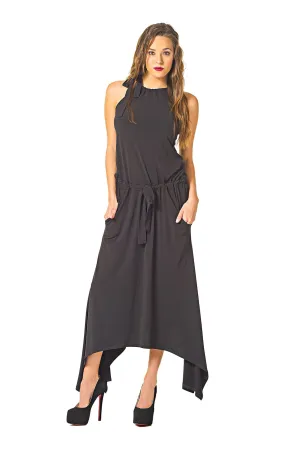 Necktie Pocket Long Dress