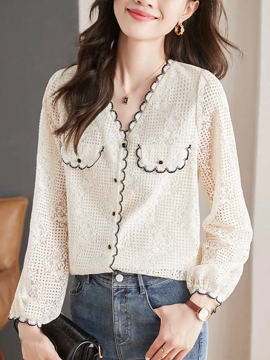 Nevaeh Elegant V-Neck Loose Chiffon Shirt