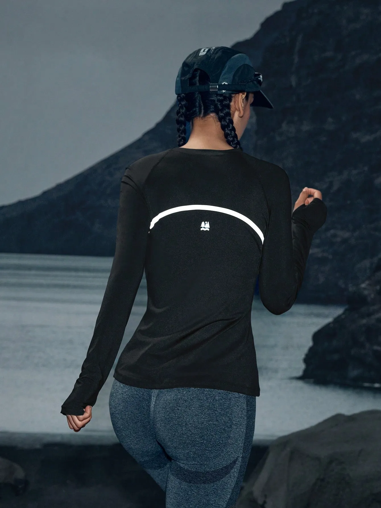 Patchwork Round Neck Long Sleeve Active T-Shirt FW24