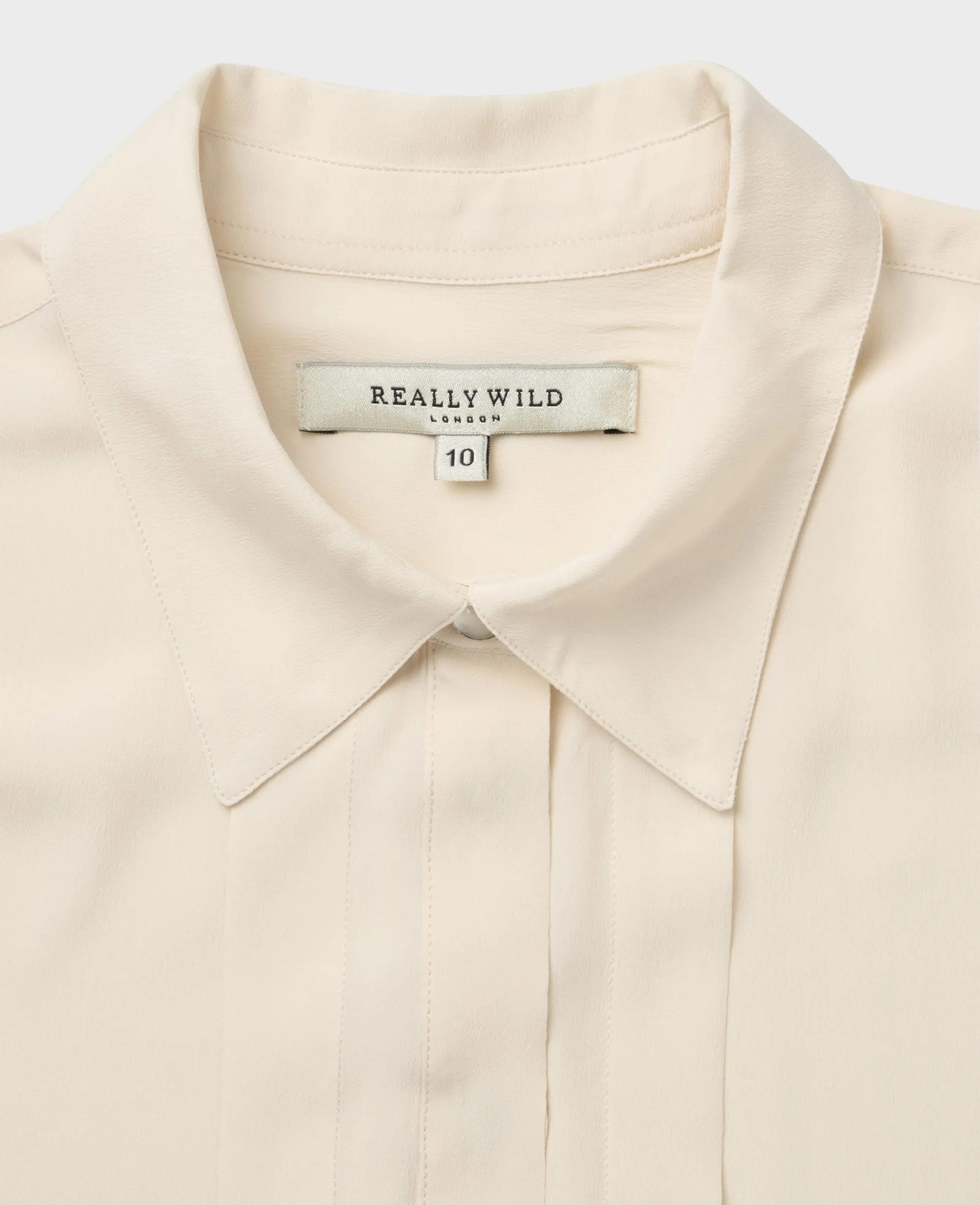 Pintuck Placket Detail Silk Blend Shirt