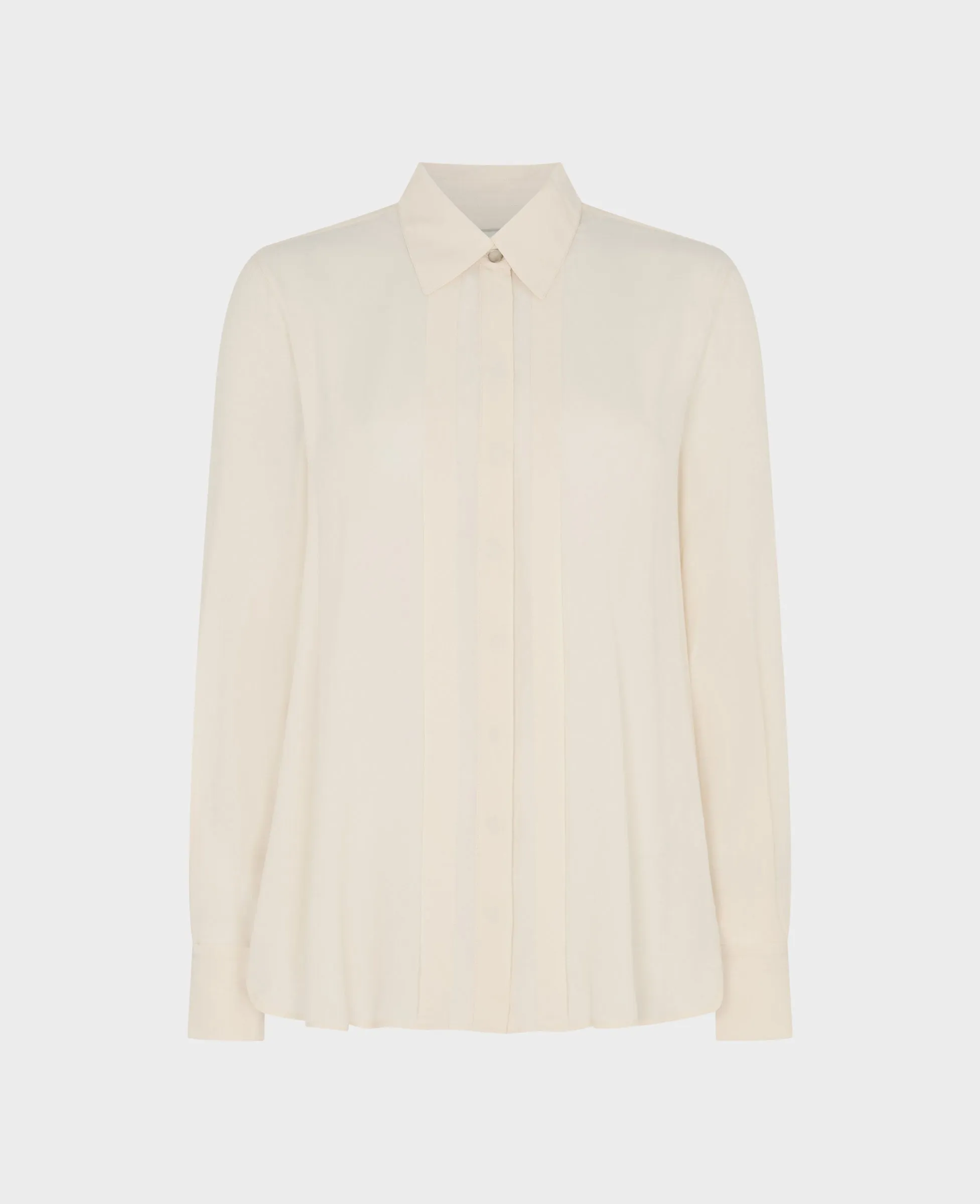 Pintuck Placket Detail Silk Blend Shirt